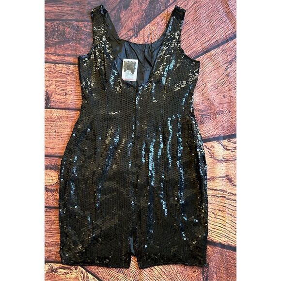 Together Black Beaded evening‎ gown Ladies  Dress Sequince - Picture 9 of 16